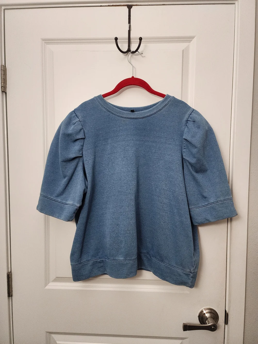 Express Blue Puff Sleeve Sweatshirt